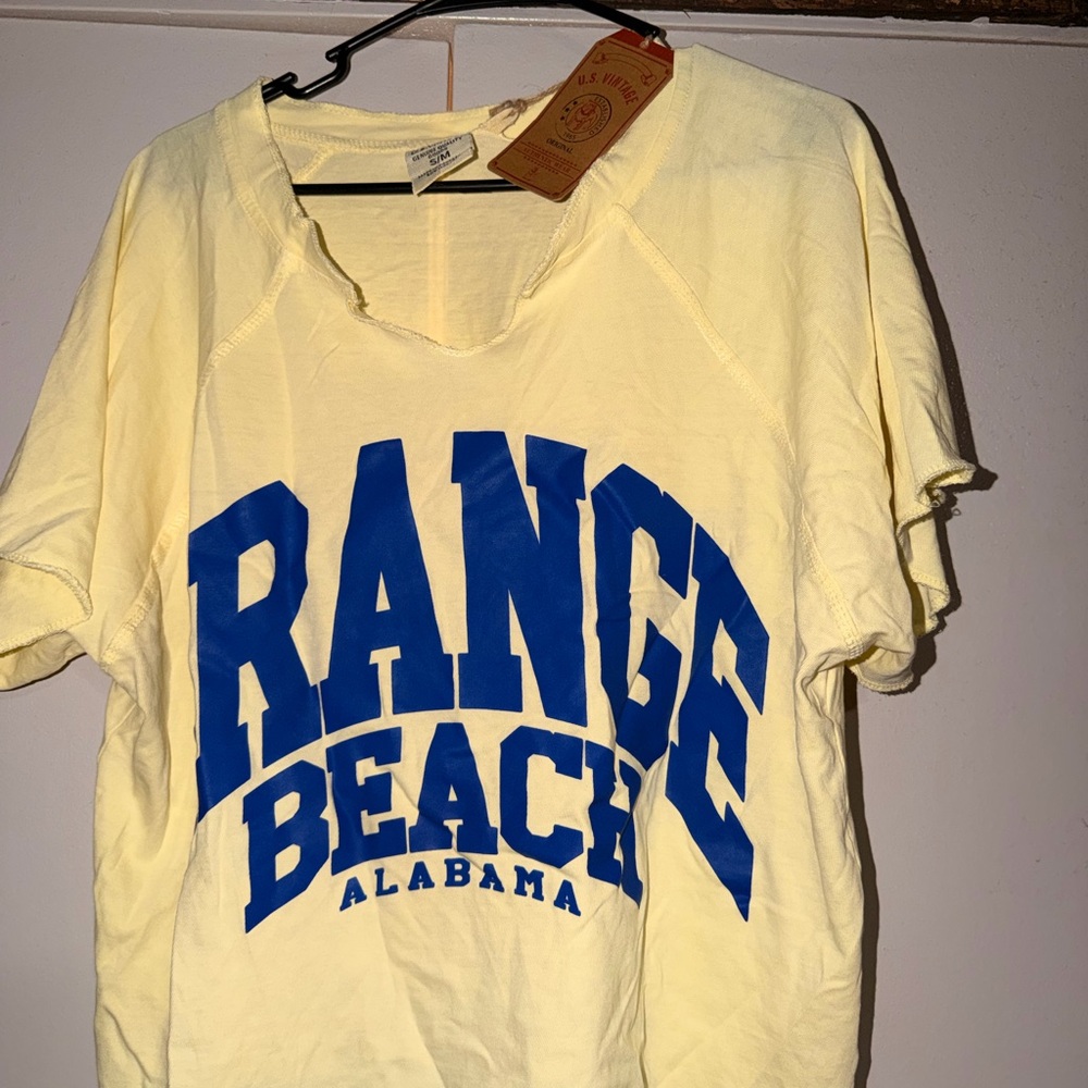 Others Follow Sunny Yellow Tee with Bold Blue Graphic